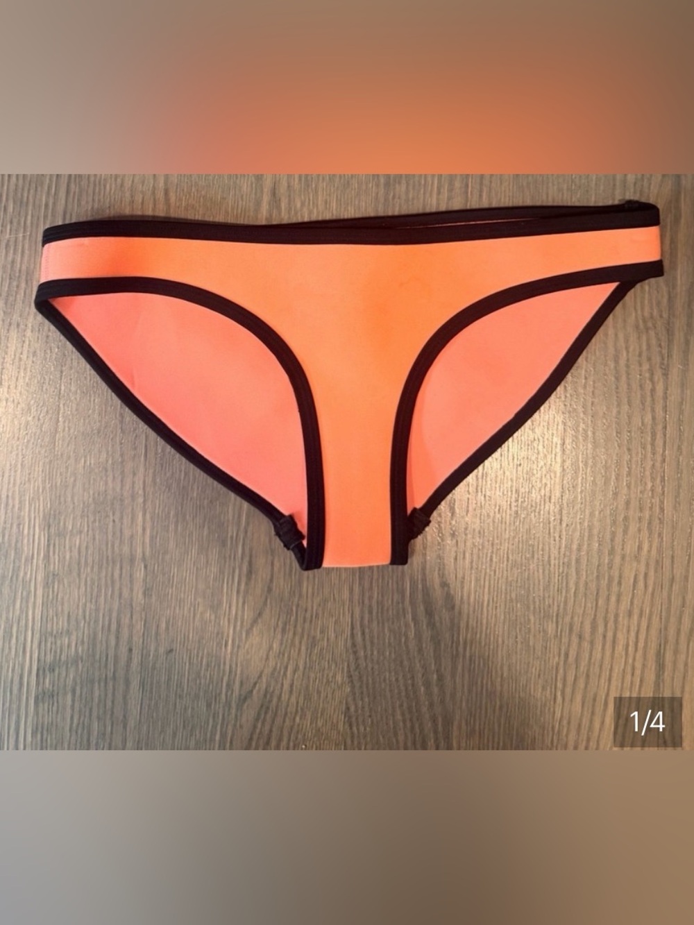 triangl swimwear Neon Coral Bikini Bottom with Black Trim